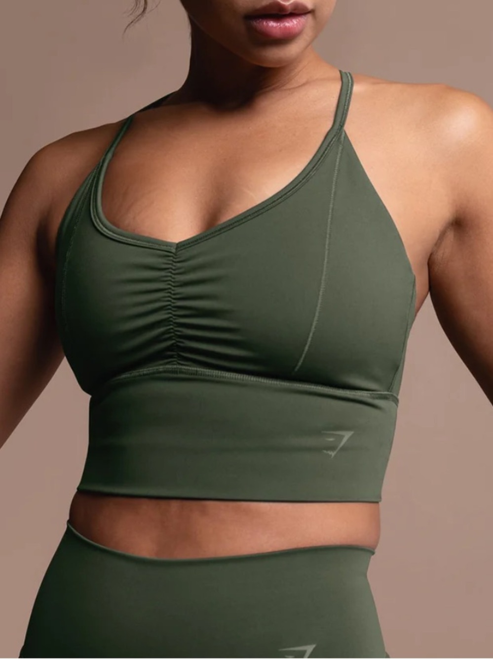 Gymshark Moss Olive Green Elevate Longline Sports Bra Size Medium